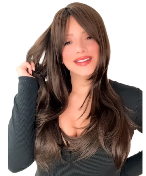 Peluca Castaño Claro Corte Mariposa -1 Peluca clásica seminatural